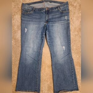 Old Navy Women's Distressed Blue Flare Jeans